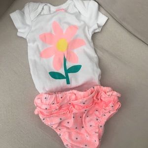 Newborn onesie with matching ruffle bottom